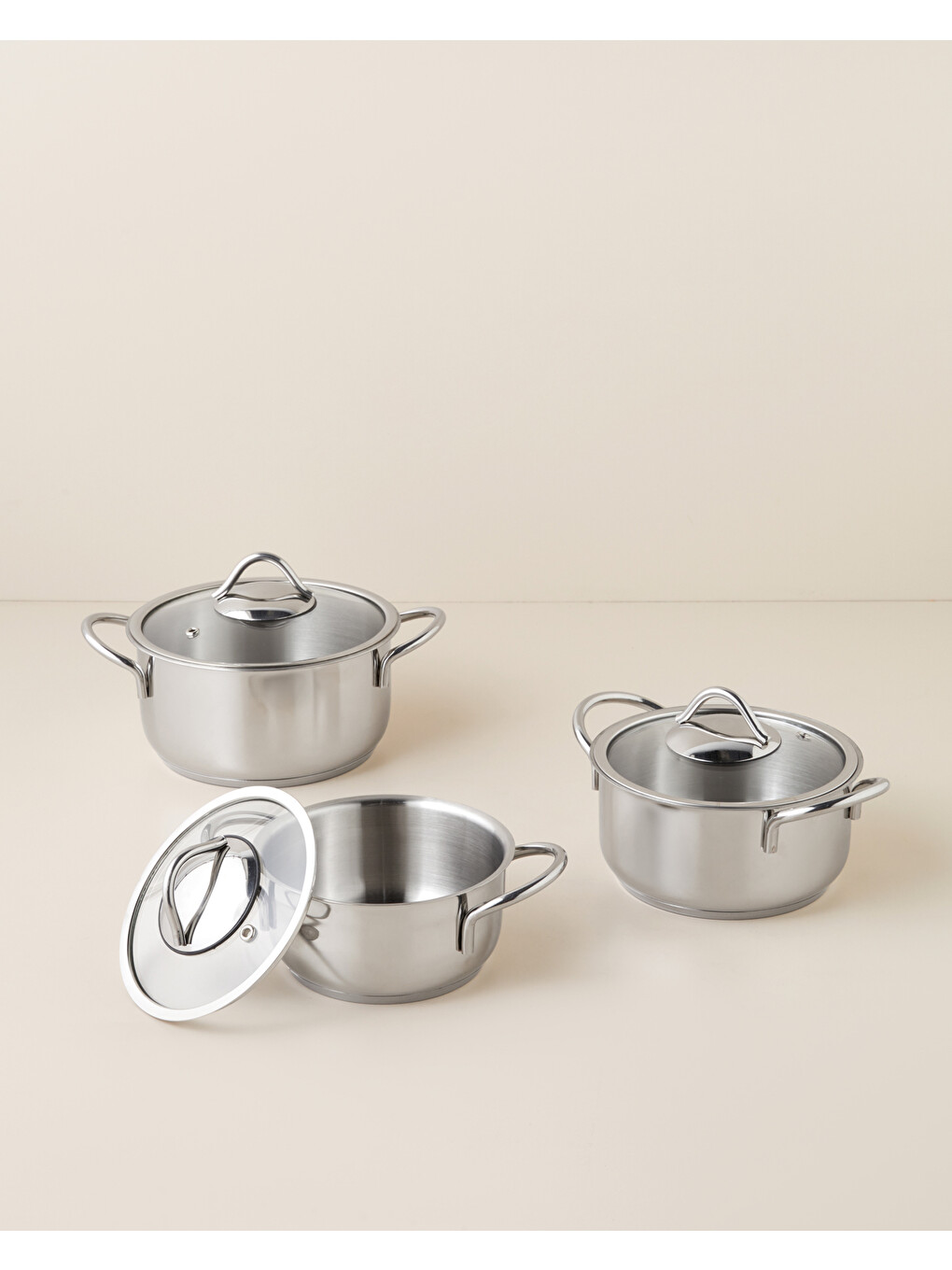 Gri Siena Çelik 6 Parça Tencere Seti 14 - 16 - 18 Cm Silver