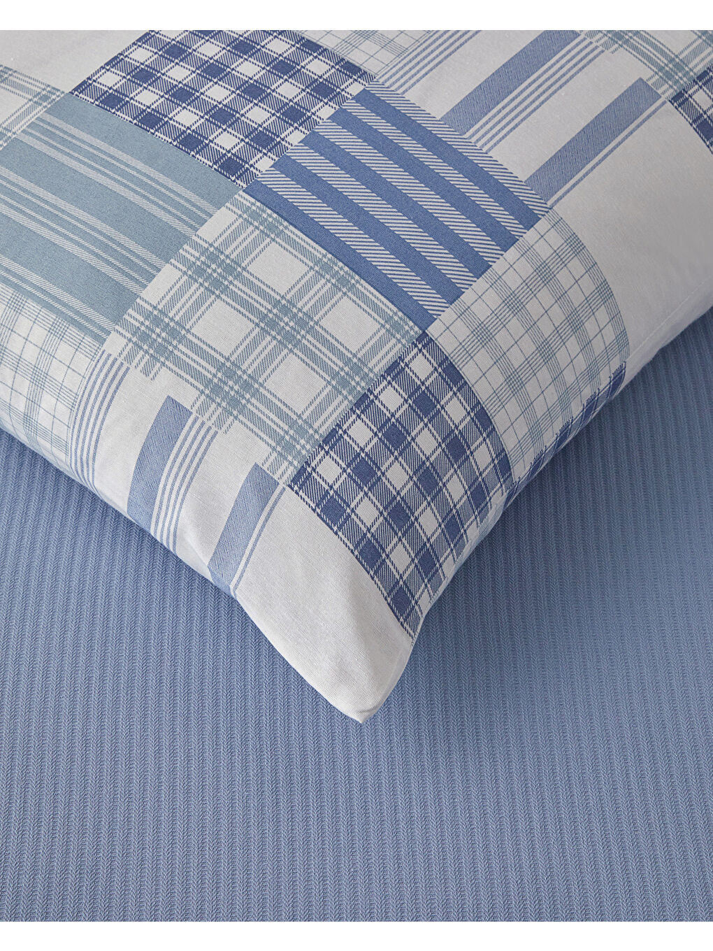 Modern Plaids Soft Tek Kişilik Pike Takımı 150x220 cm Mavi-3