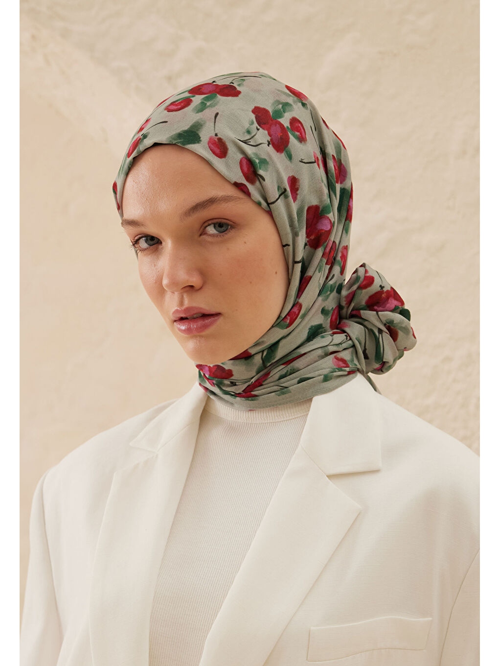 Cherry Desen Rami Şal Soft Yeşil-1