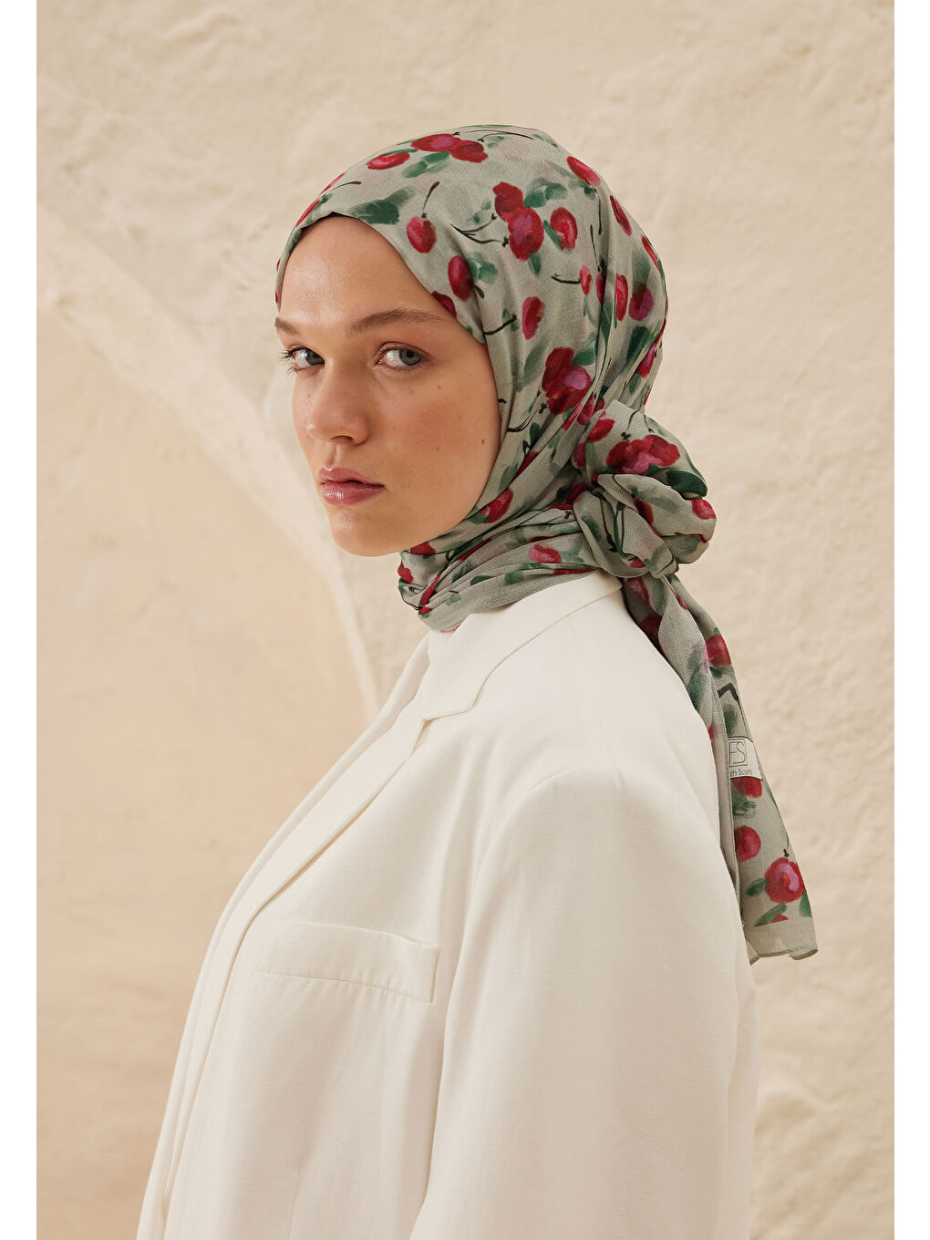 Cherry Desen Rami Şal Soft Yeşil-2