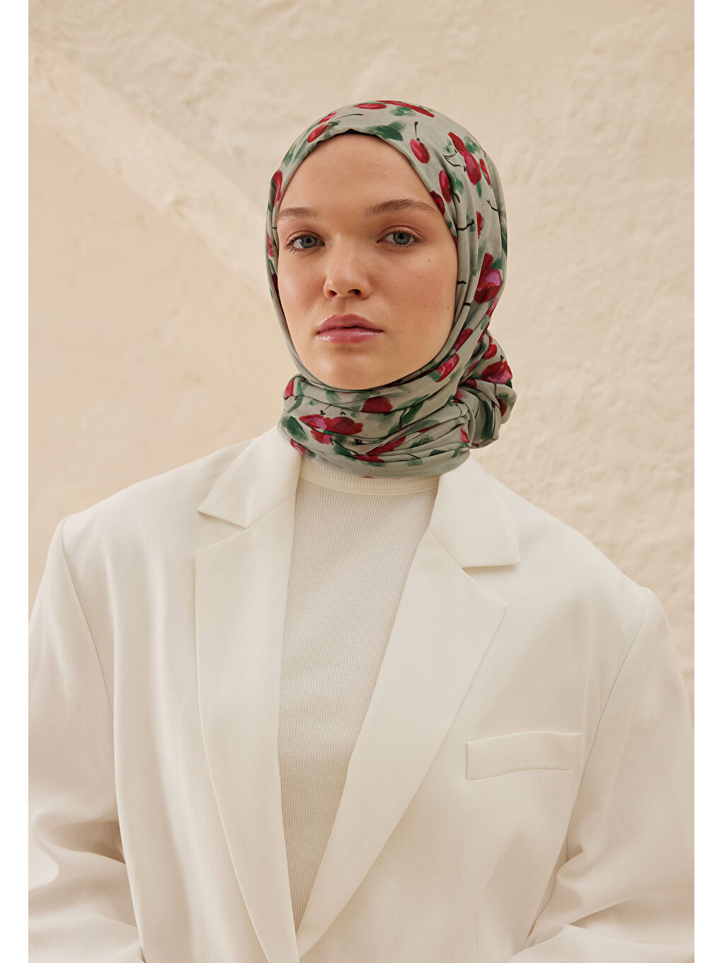 Cherry Desen Rami Şal Soft Yeşil-3