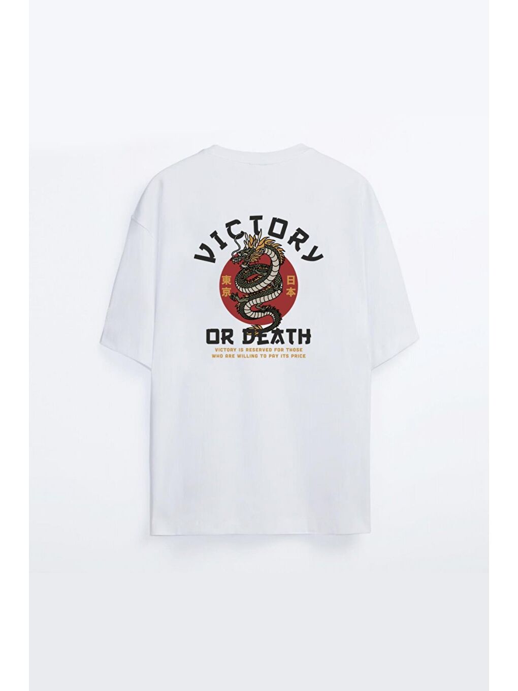 Beyaz Victory Dragon Baskılı  Unisex Tişört