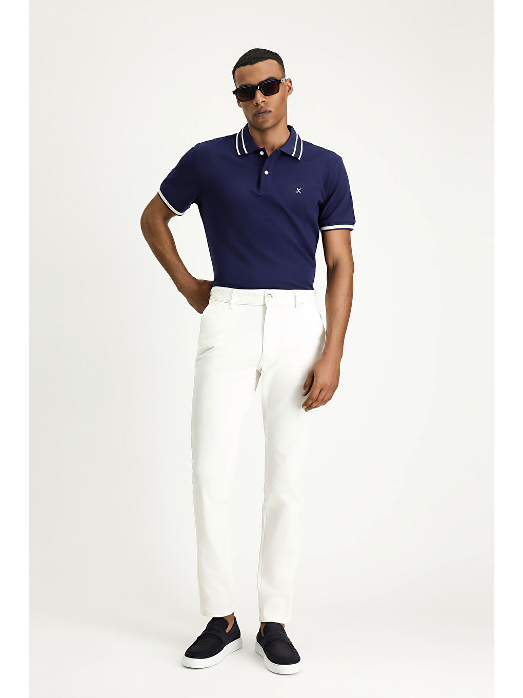 Beyaz Slim Fit Dar Kesim Elastanlı Kanvas / Chino Pantolon