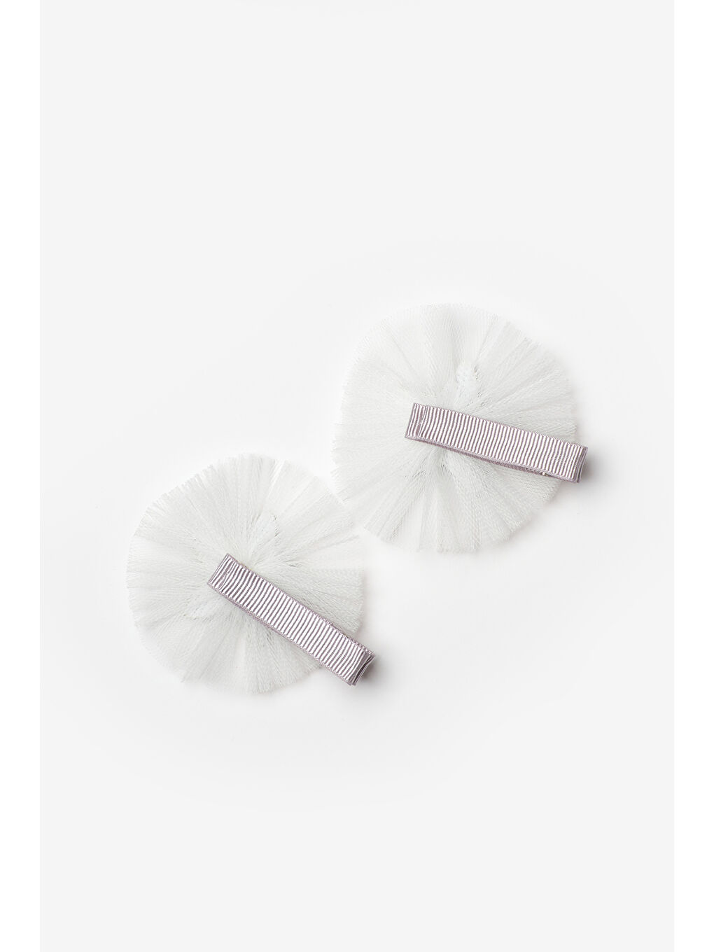 Gri Gümüş Tül Detaylı Yıldız Figürlü 2'li Kız Çocuk Klips Toka-2