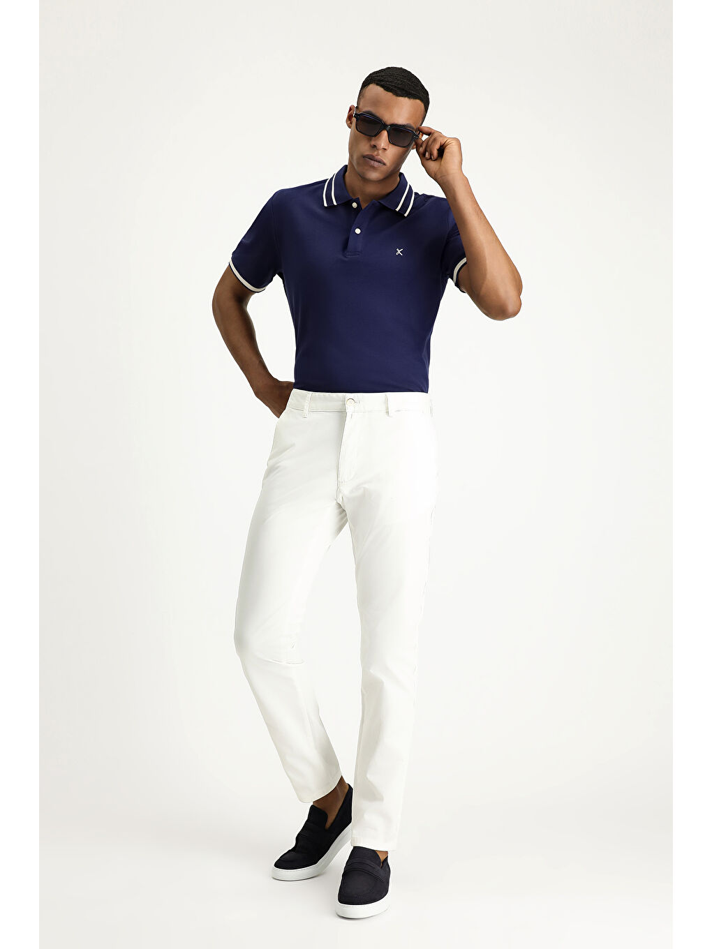 Beyaz Slim Fit Dar Kesim Elastanlı Kanvas / Chino Pantolon-1