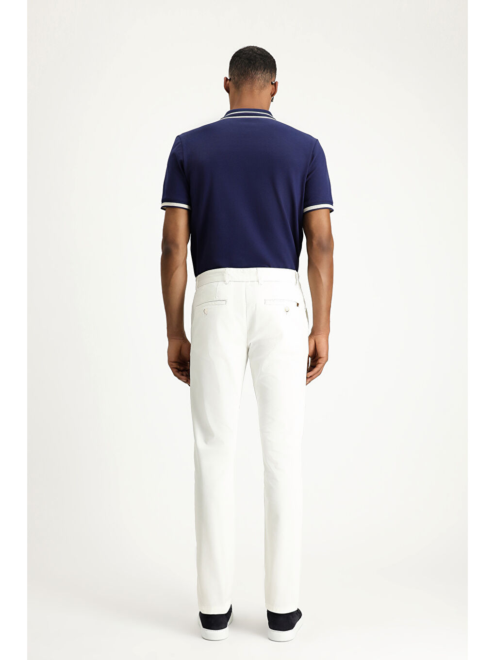 Beyaz Slim Fit Dar Kesim Elastanlı Kanvas / Chino Pantolon-2