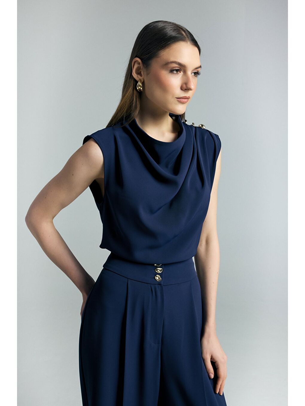 Talia Bluz - Lacivert-4