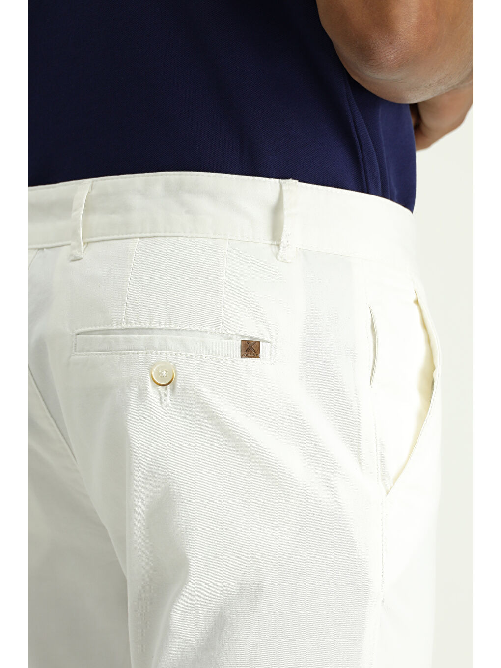 Beyaz Slim Fit Dar Kesim Elastanlı Kanvas / Chino Pantolon-4