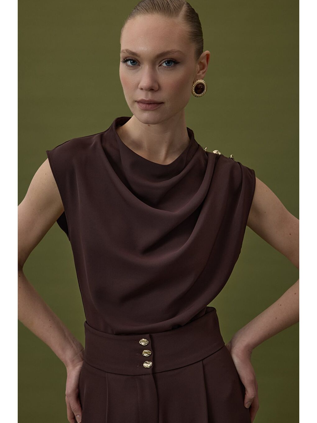 Kahverengi Talia Bluz - Kahve-2