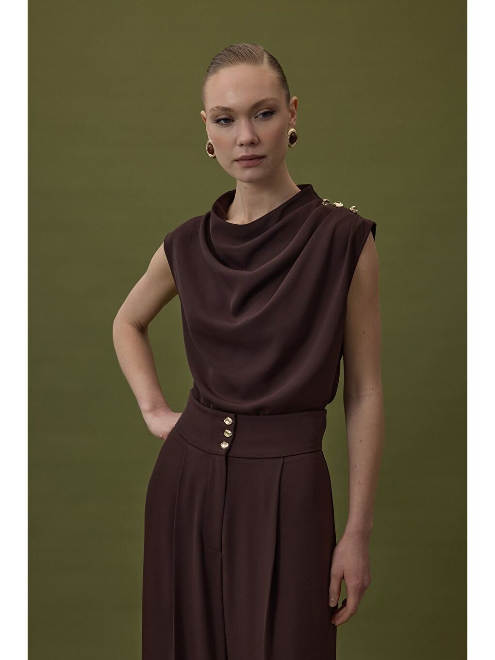 Kahverengi Talia Bluz - Kahve-3