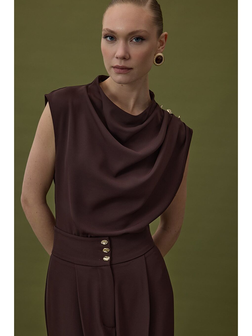 Kahverengi Talia Bluz - Kahve-4