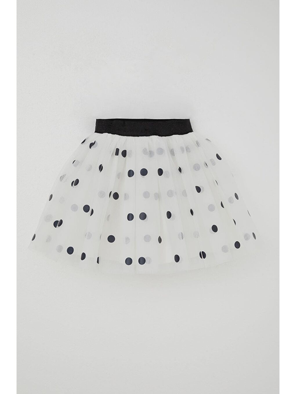 Kız Çocuk Tütü Etek Puan Desenli Simli Beli Lastikli Beyaz (5-10 Yaş)-1