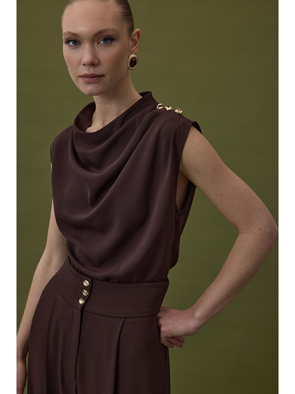 Kahverengi Talia Bluz - Kahve-5