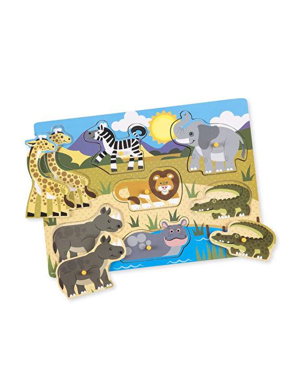 Melissa and Doug Karışık Ahşap Tutmalı Yapboz - Safari (Yeni) - 1