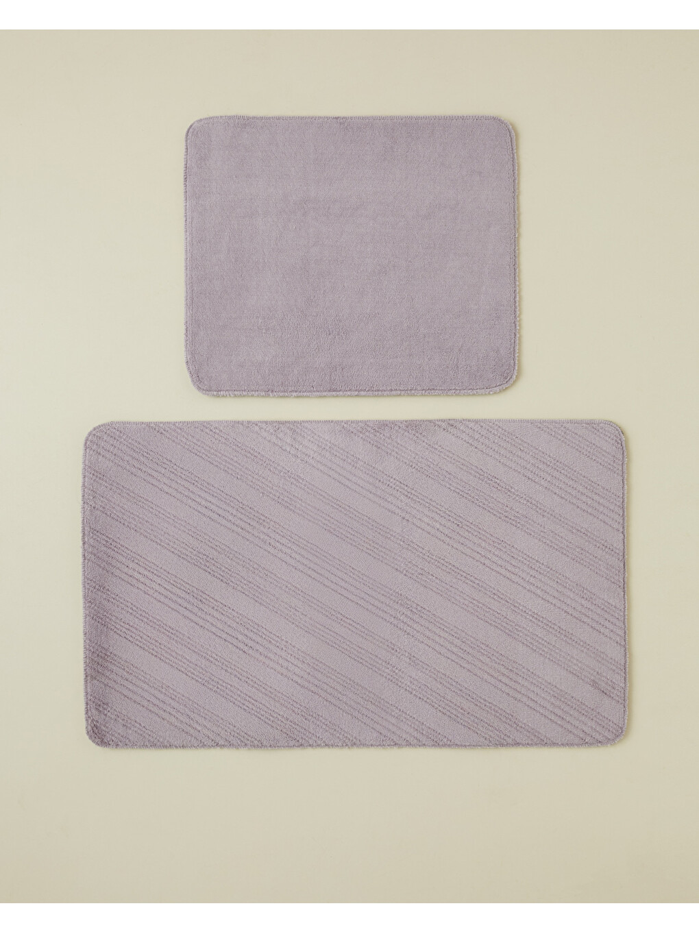 Stripe Line Kaydırmaz Taban Banyo Paspası Seti 60x100 Cm + 50x60 Cm Lila