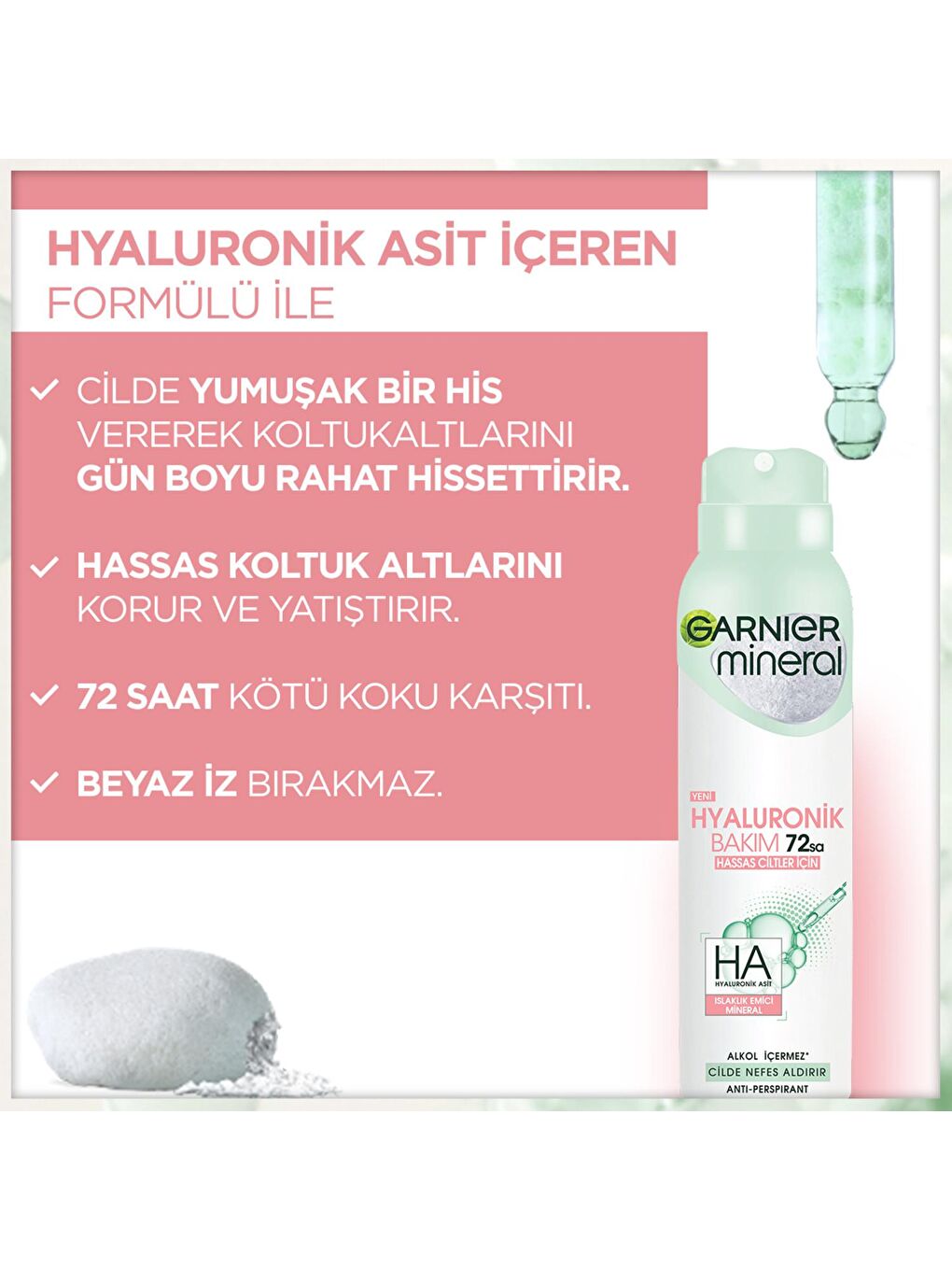 GARNIER Şeffaf Mineral Hyaluronik Bakım Sprey Deodorant - 2