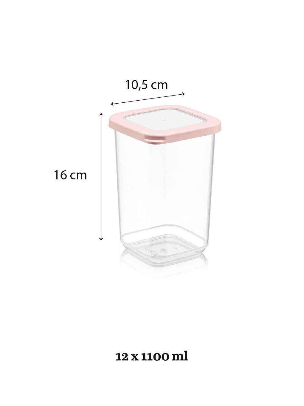 Meleni Home Antrasit 12'li Büyük Boy Silikon Kapaklı Kare Erzak Saklama Kabı Seti 12x 1100 ml Baharatlık Seti Pembe - 3