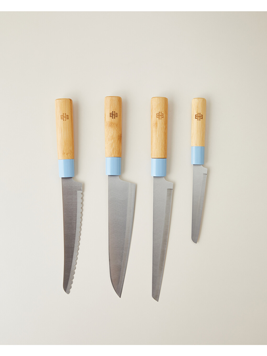 Shelby Bambu 6 Parça Kesme Tahtası Bıçak Seti 38x25 Cm Mavi-3