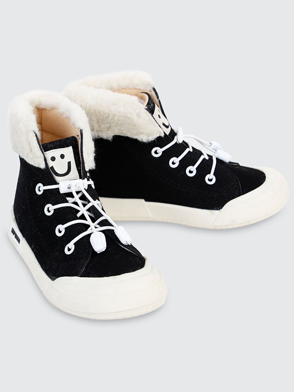 Sport Kız Çocuk Kürklü Uzun Spor Ayakkabı 31-35 Numara Siyah-1