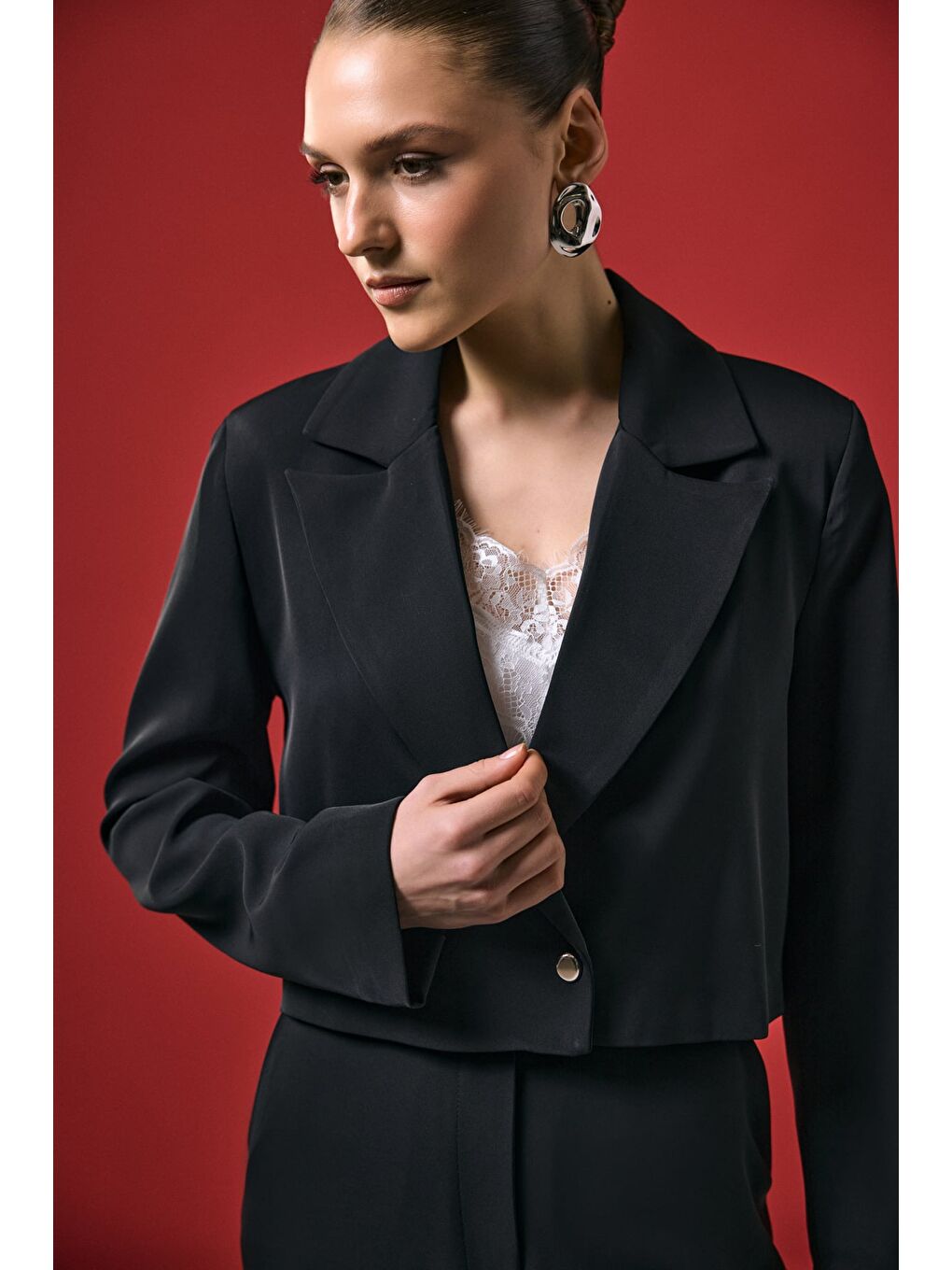 Mari Kısa Ceket - Siyah-4