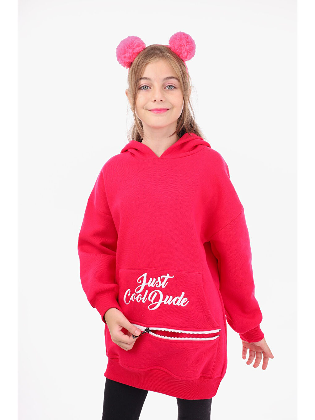 Fuşya Kız Çocuk Nakışlı Sweatshirt