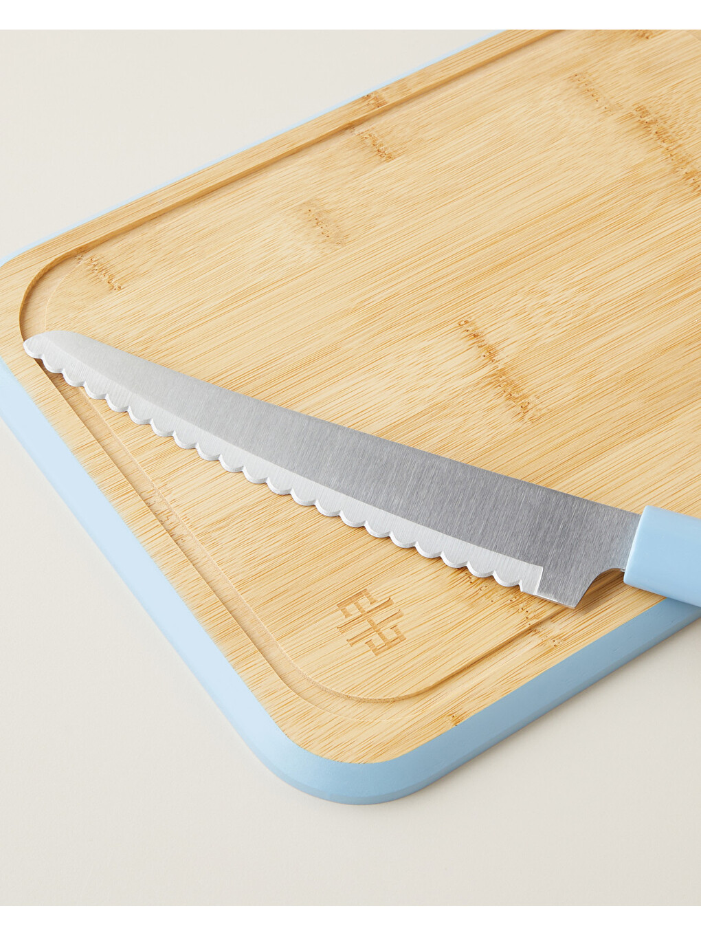 Shelby Bambu 6 Parça Kesme Tahtası Bıçak Seti 38x25 Cm Mavi-6