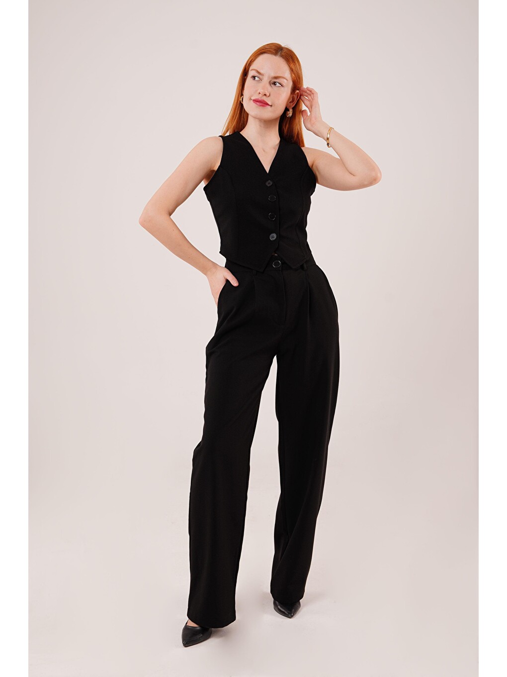 Premium Model Oturtmalı Siyah Pantolon-2
