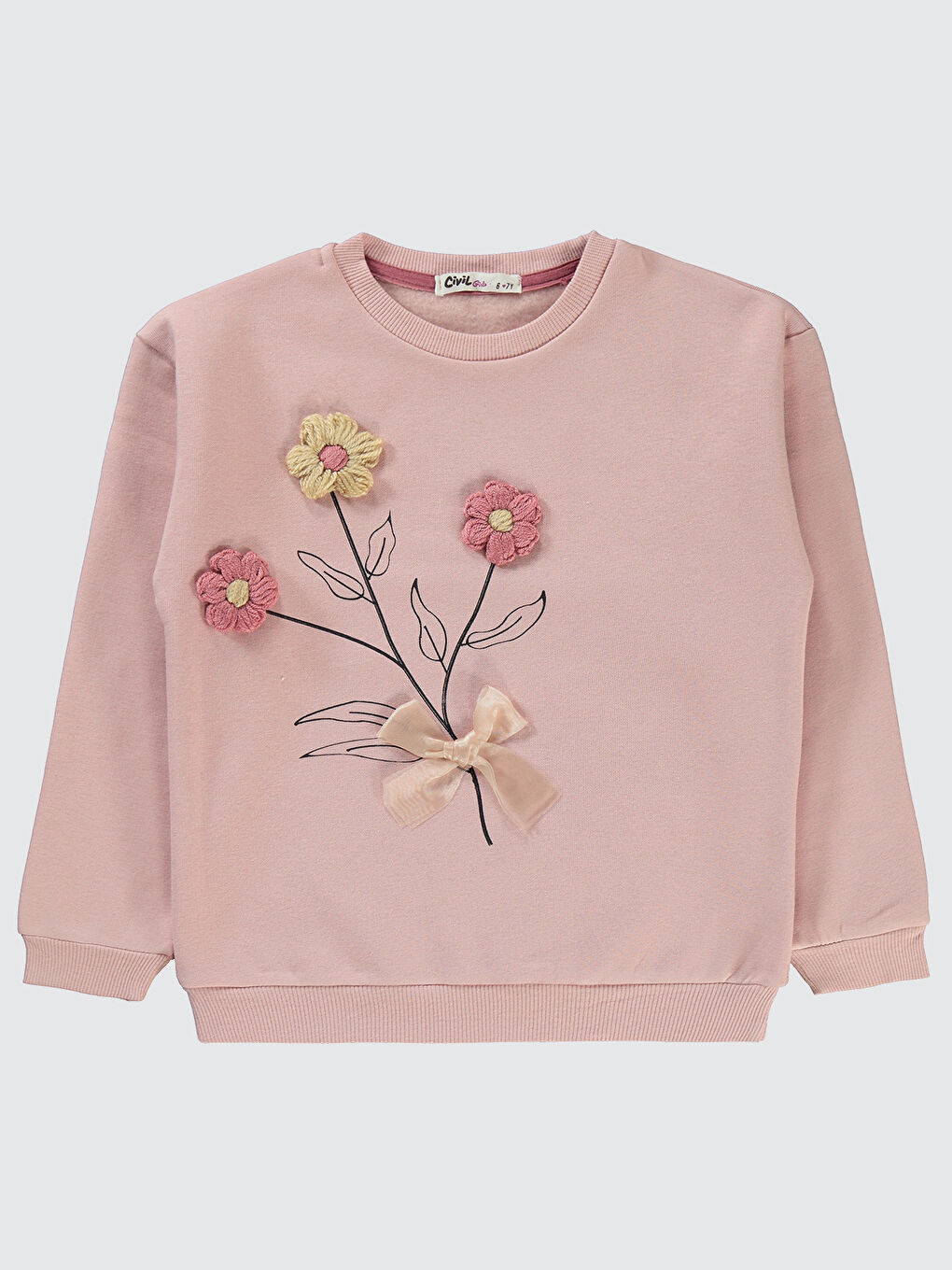 Civil Pembe Girls Kız Çocuk Sweatshirt 6-9 Yaş Pudra