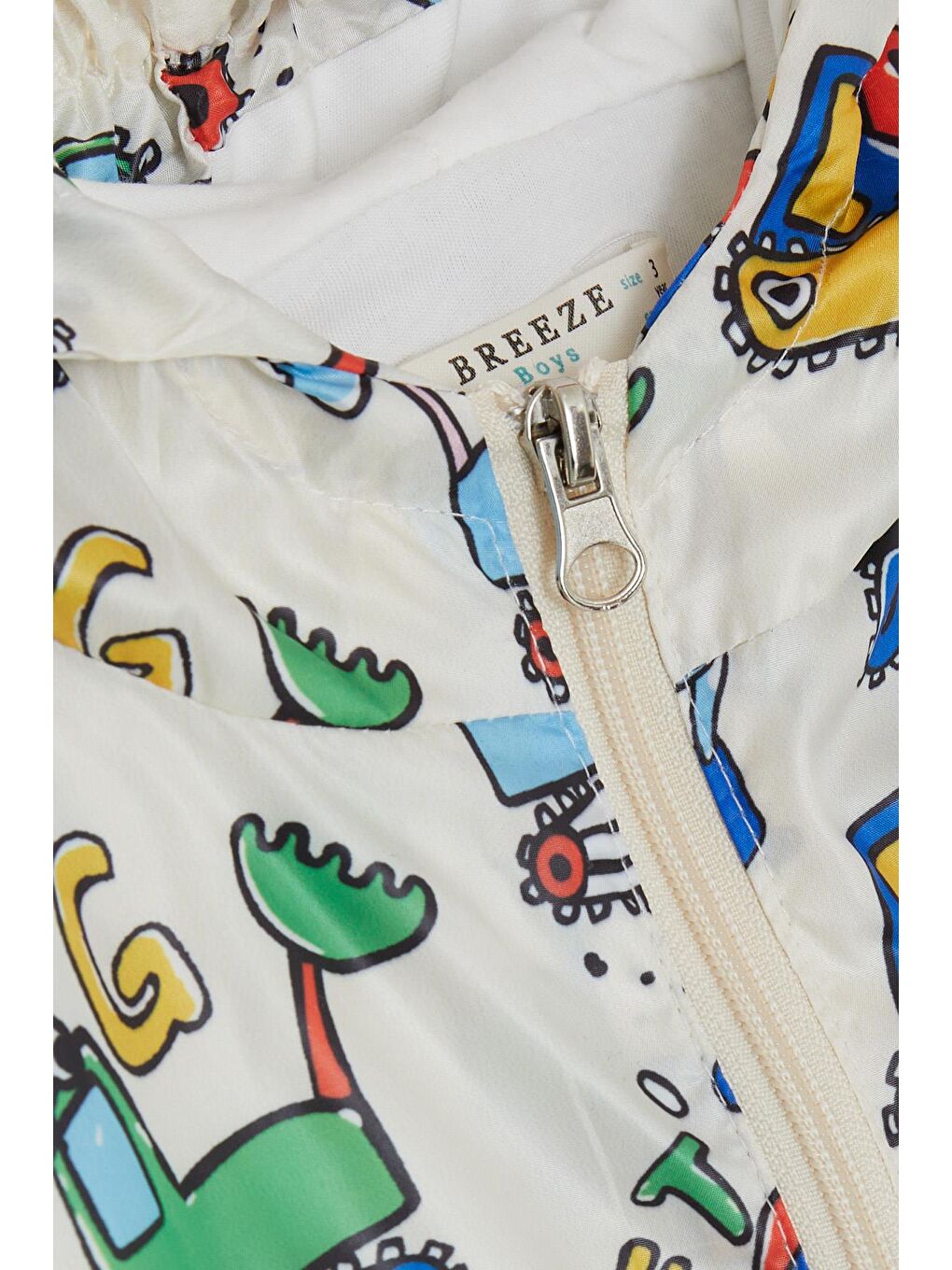 Ekru Erkek Bebek Yağmurluk İş Makinası Desenli Krem (1 Yaş)-6