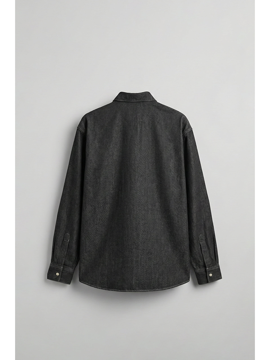 Erkek Regular Fit Kontrast Dikişli Denim Gömlek Siyah-1