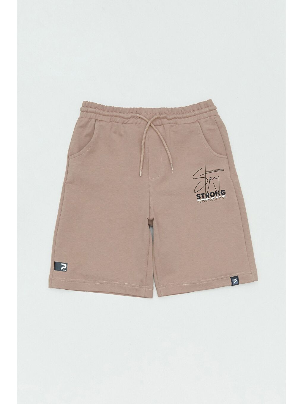 Bej Stay Strong Baskılı Erkek Çocuk Şort