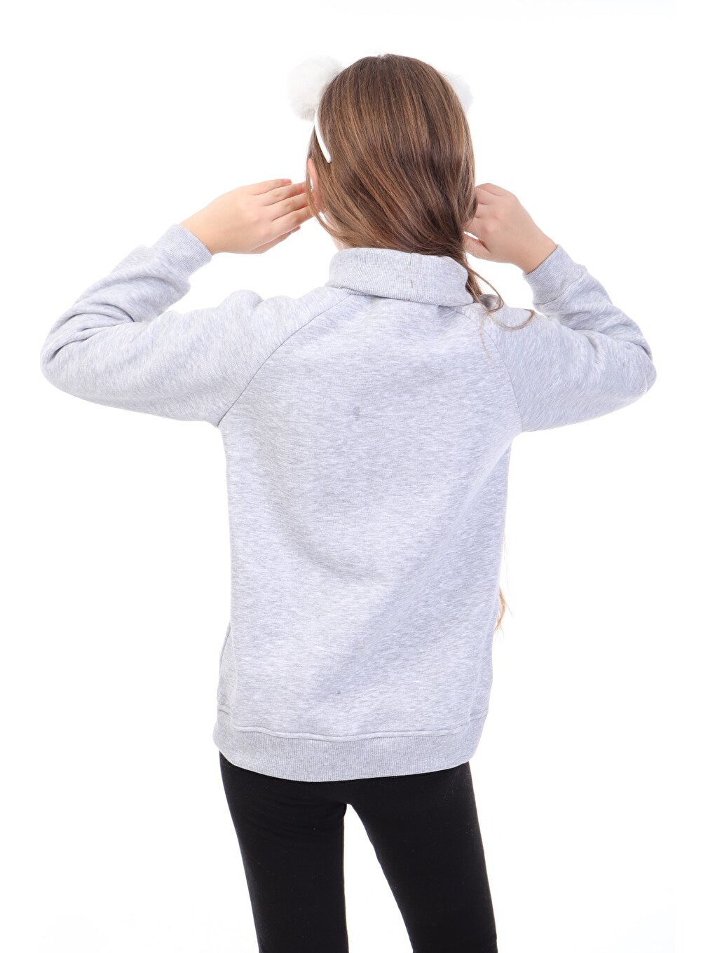 Gri Kız Çocuk Baskılı Sweatshirt-1