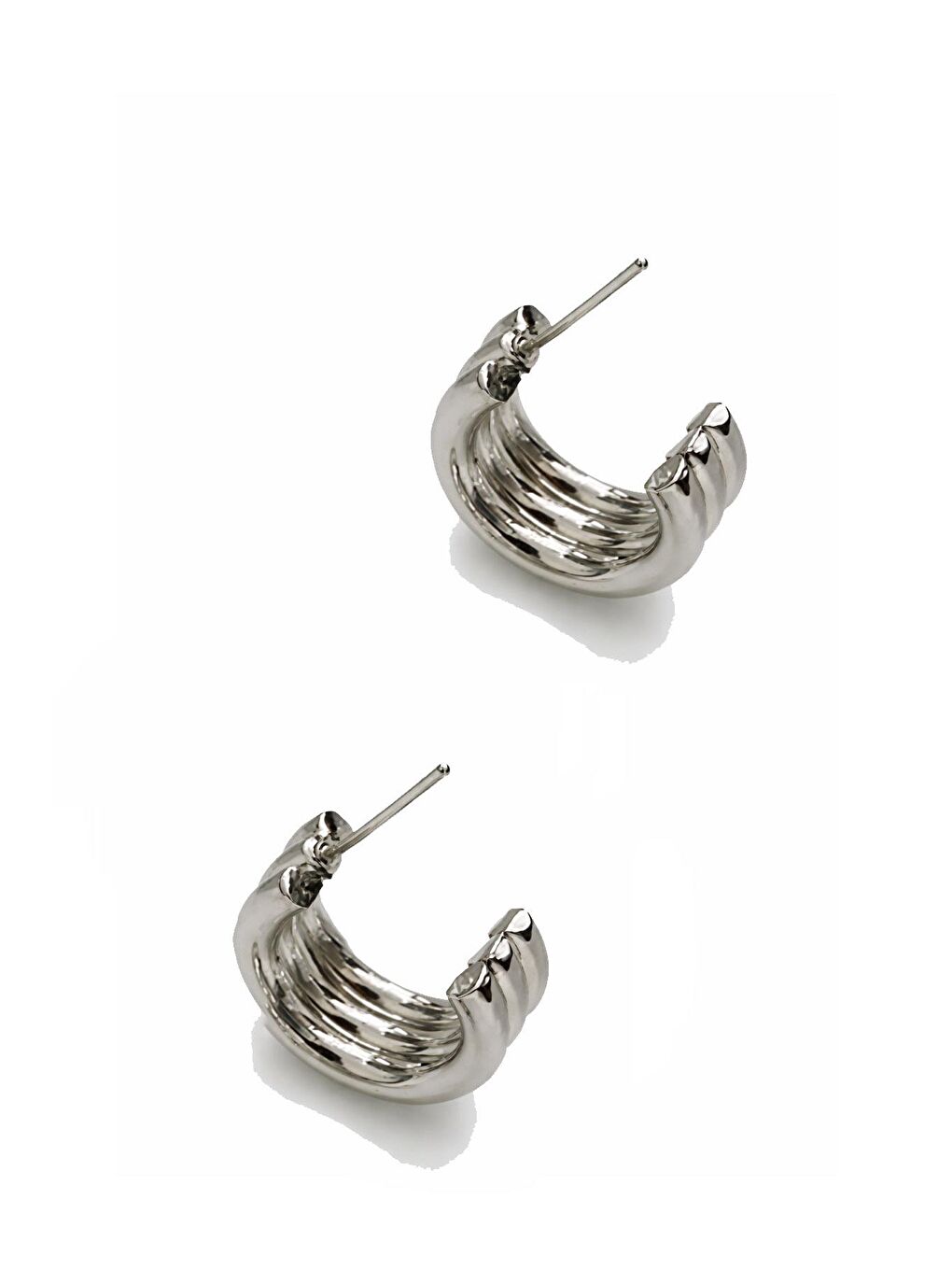 Gri Gümüş Çelik Çizgili Küpe-2