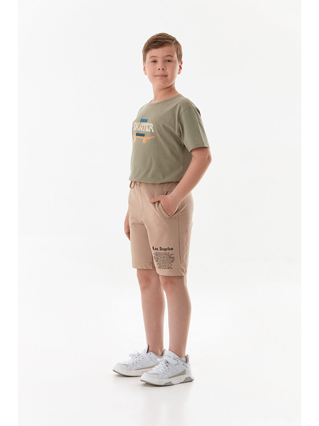 Kahverengi Stay Strong Baskılı Erkek Çocuk Şort-4