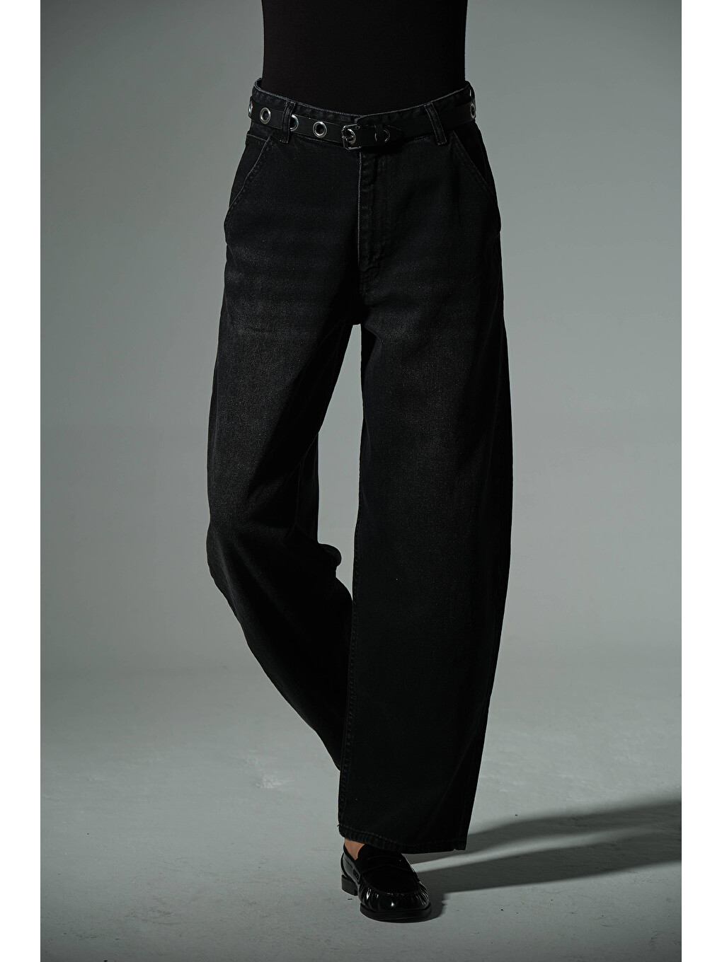 Gri Bol Kesim Ekstra Yüksek Bel Balloon fit baggy Jean Jean Salaş Kadın Pantolon @Cuneo Balon-2