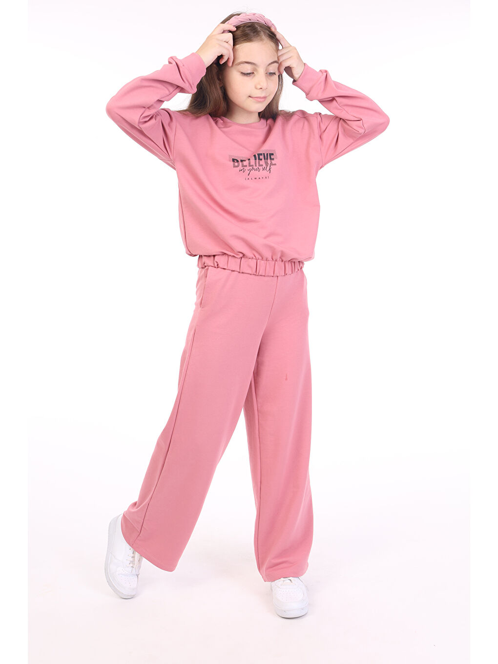 Pembe Kız Çocuk Baskılı Eşofman Takım