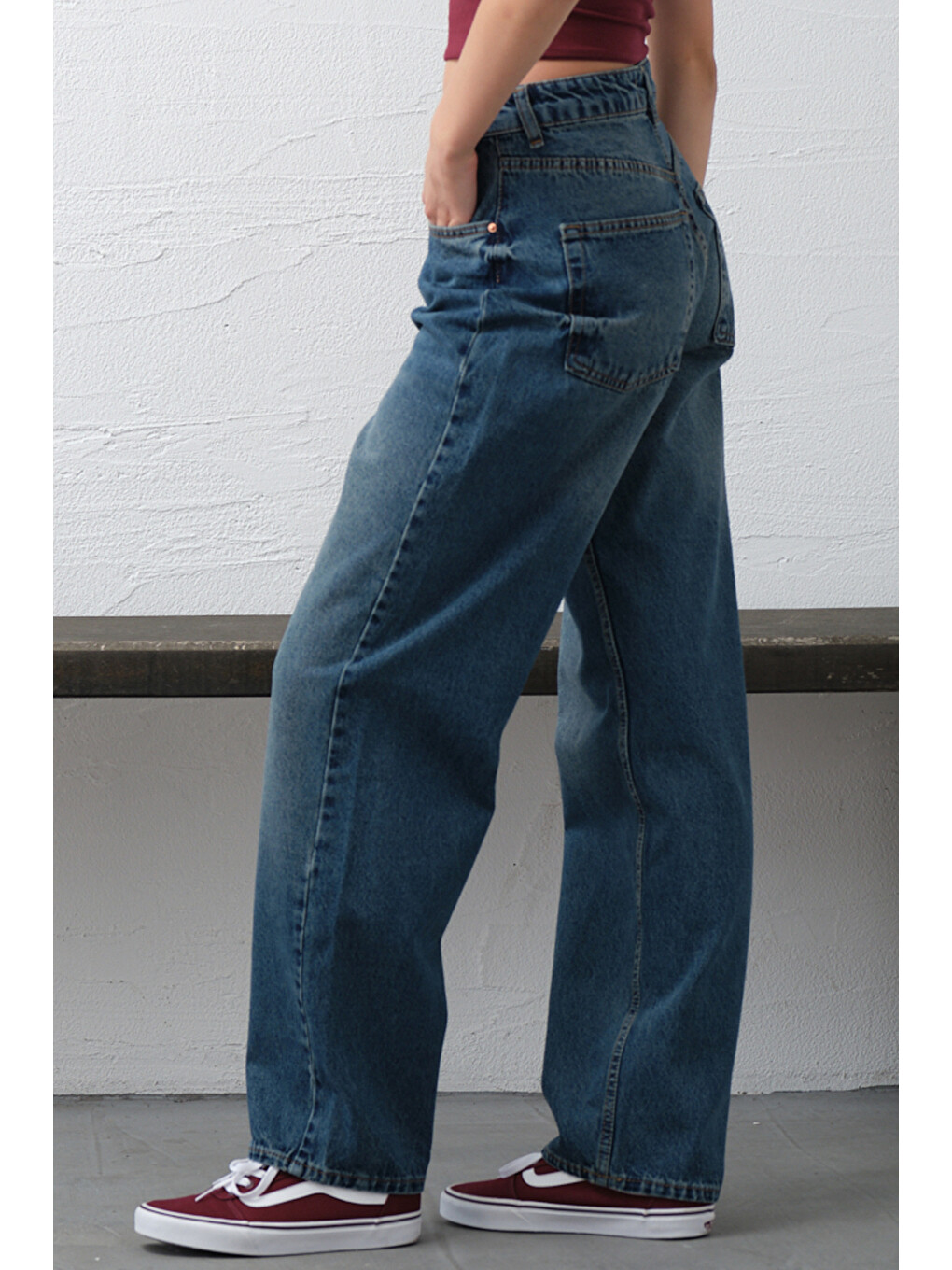 Mavi Bol Kesim Yüksek Bel Balloon fit baggy Jean Jean Salaş Kadın Pantolon @Matera-2