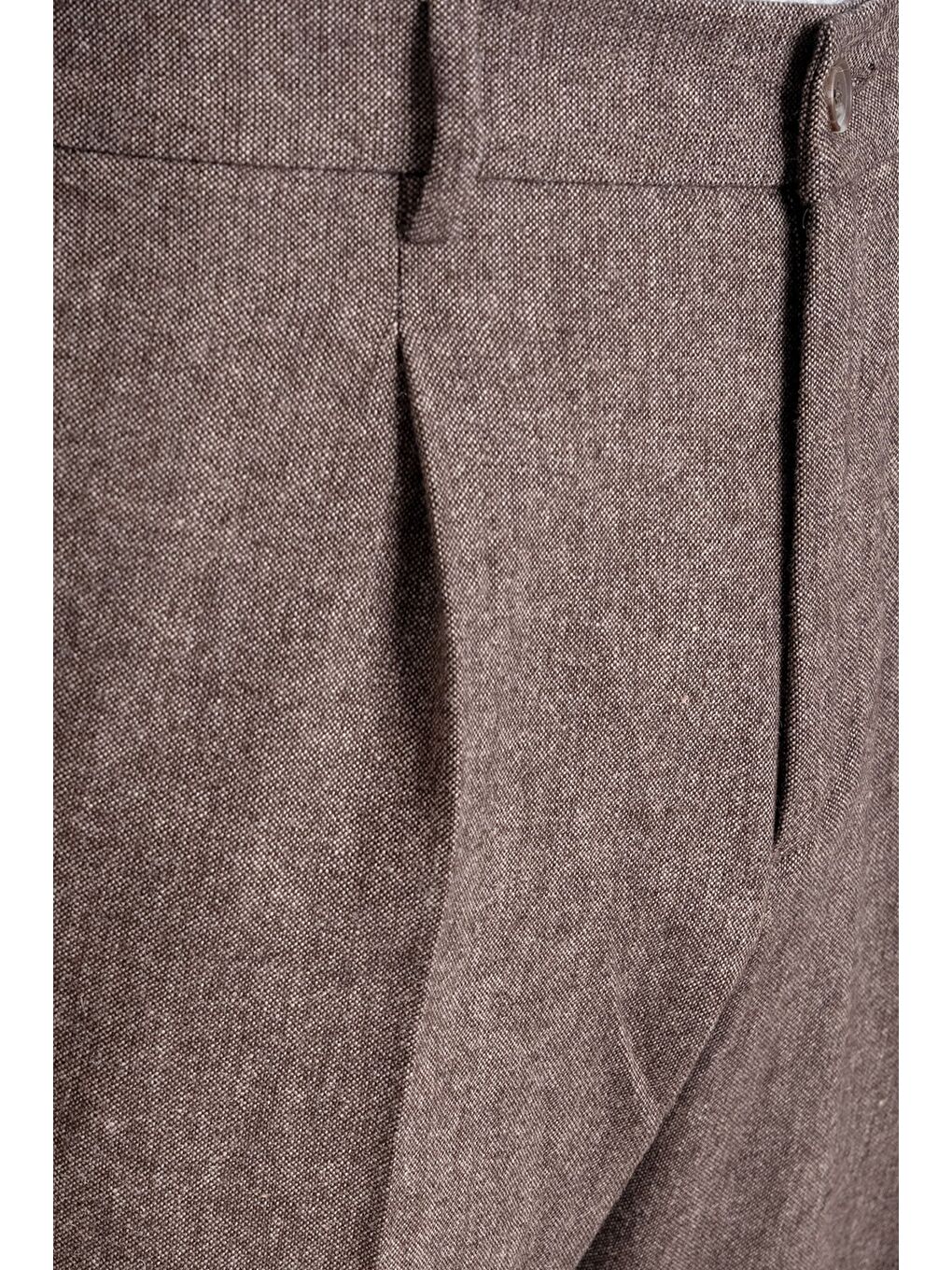 Kahverengi Giotelli Erkek Kahve Dar Kesim Slim Fit Yünlü Dokuma Yan Cep Normal Bel Pantolon-2