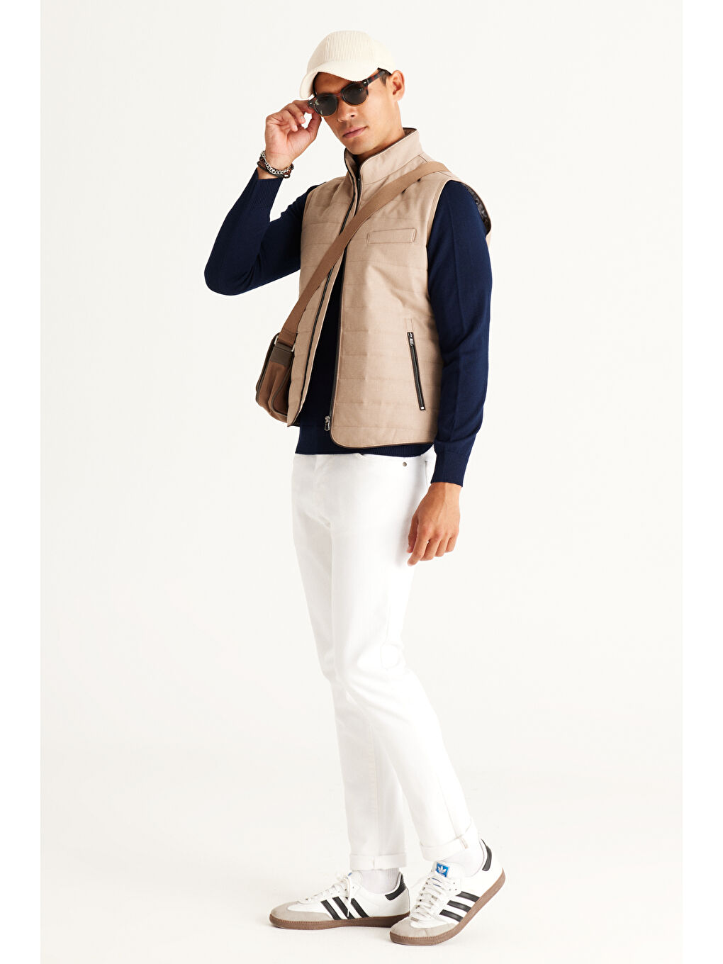 Erkek Lacivert Standart Fit Normal Kesim Bisiklet Yaka Triko Kazak-3