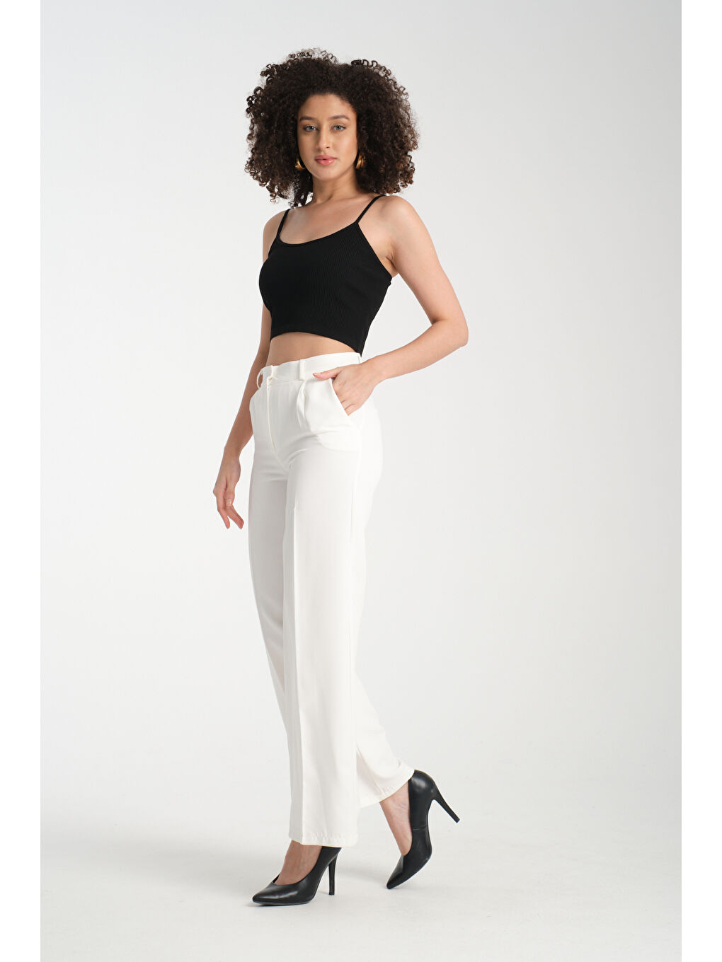 Ekru Kadın Palazzo Oversize Pantolon 2983-1