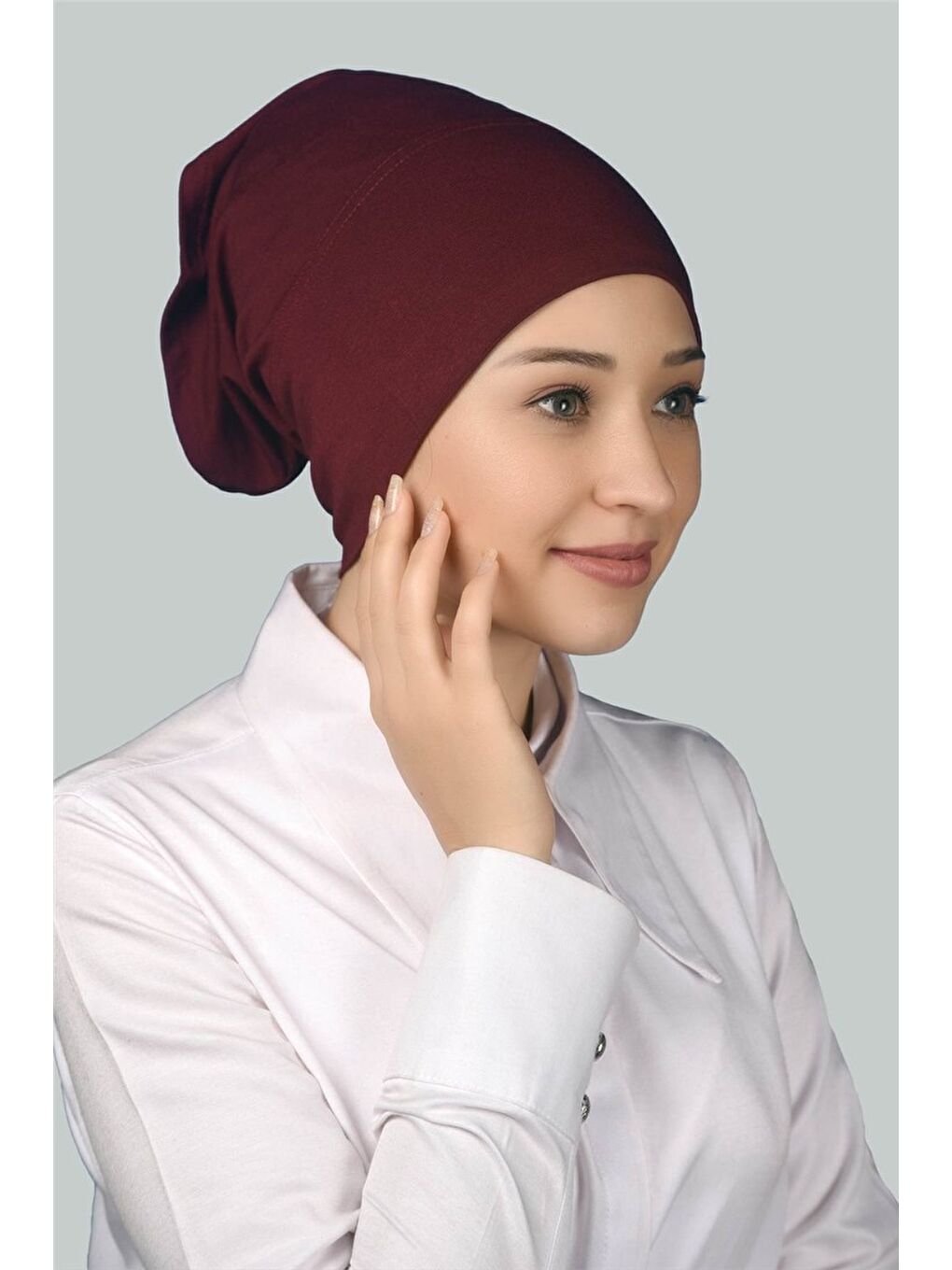 Altobeh Bordo Hazır Pratik Geçmeli Uzun Boru Tesettür Bonesi