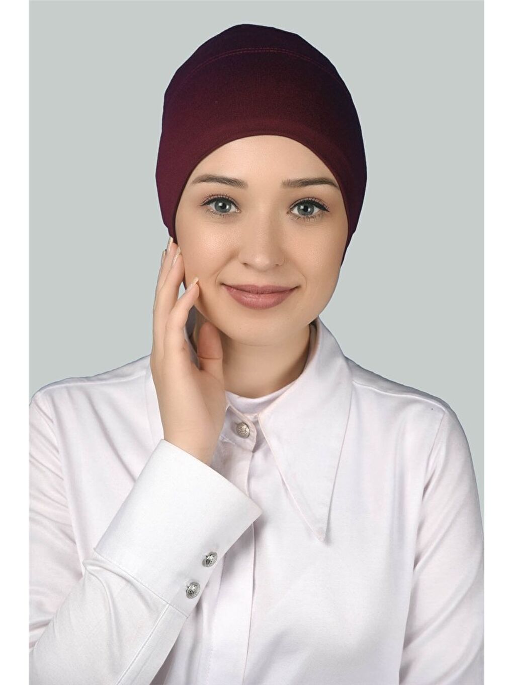Altobeh Bordo Hazır Pratik Geçmeli Uzun Boru Tesettür Bonesi - 1