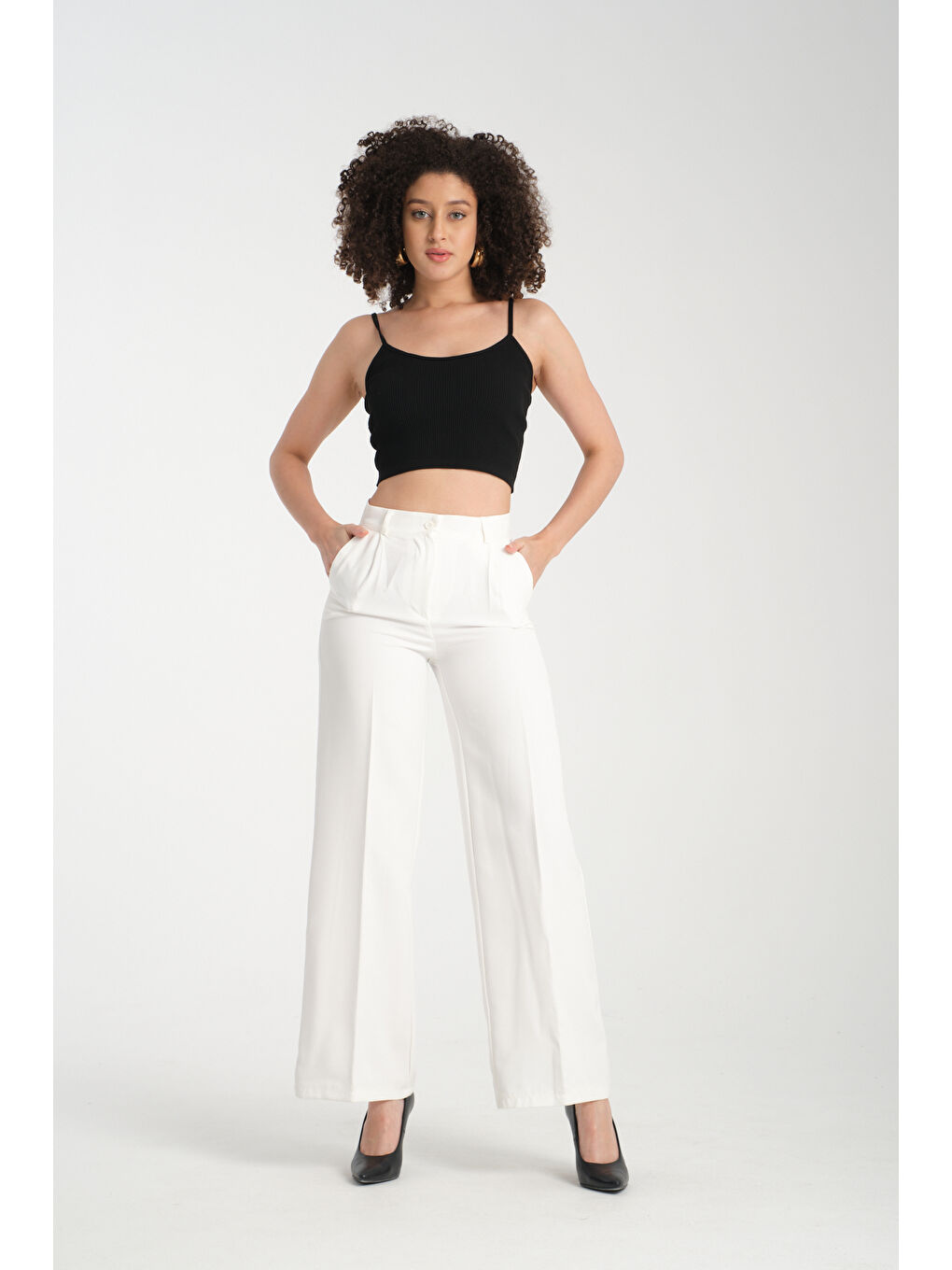 Ekru Kadın Palazzo Oversize Pantolon 2983-4