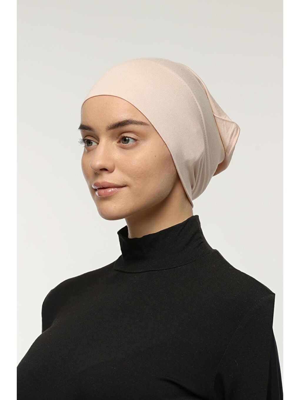 Bej Hazır Pratik Geçmeli Uzun Boru Tesettür Bonesi-2