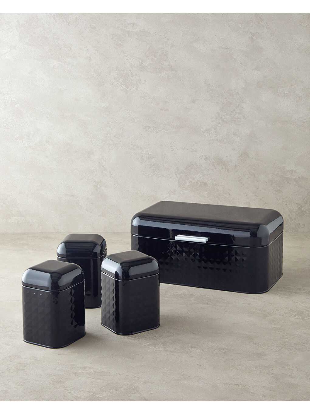 Salina Metal 4'lü Saklama Kabı 1.3 L x 9 L Siyah