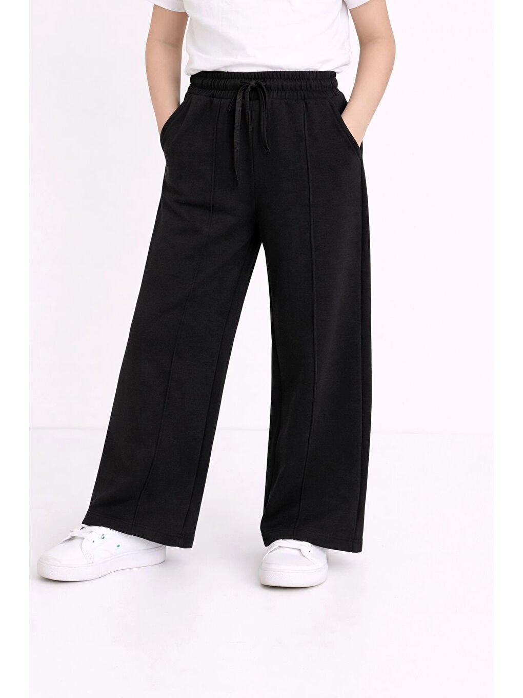 Siyah Kız Çocuk Dökümlü Modal Pantolon 20608