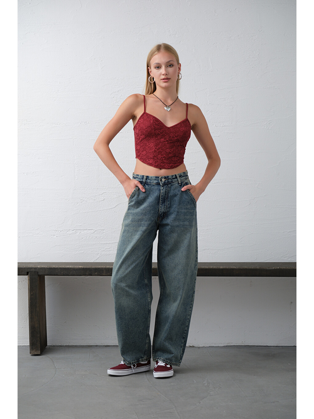 Mavi Bol Kesim Ekstra Yüksek Bel Balloon fit baggy Jean Jean Salaş Kadın Pantolon @Cuneo Balon-3