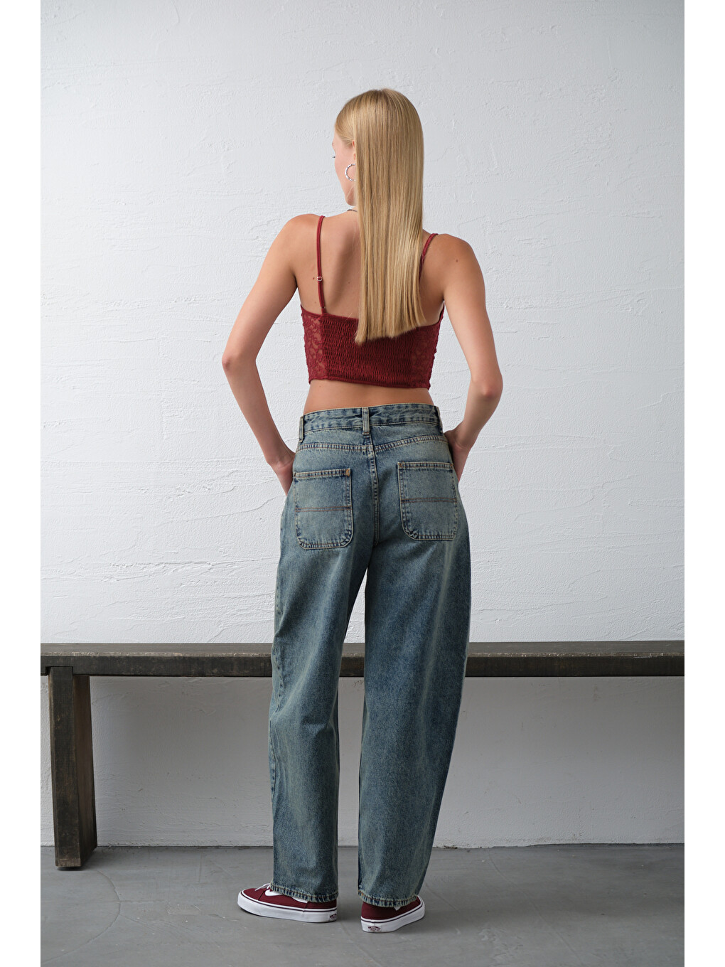 Mavi Bol Kesim Ekstra Yüksek Bel Balloon fit baggy Jean Jean Salaş Kadın Pantolon @Cuneo Balon-5