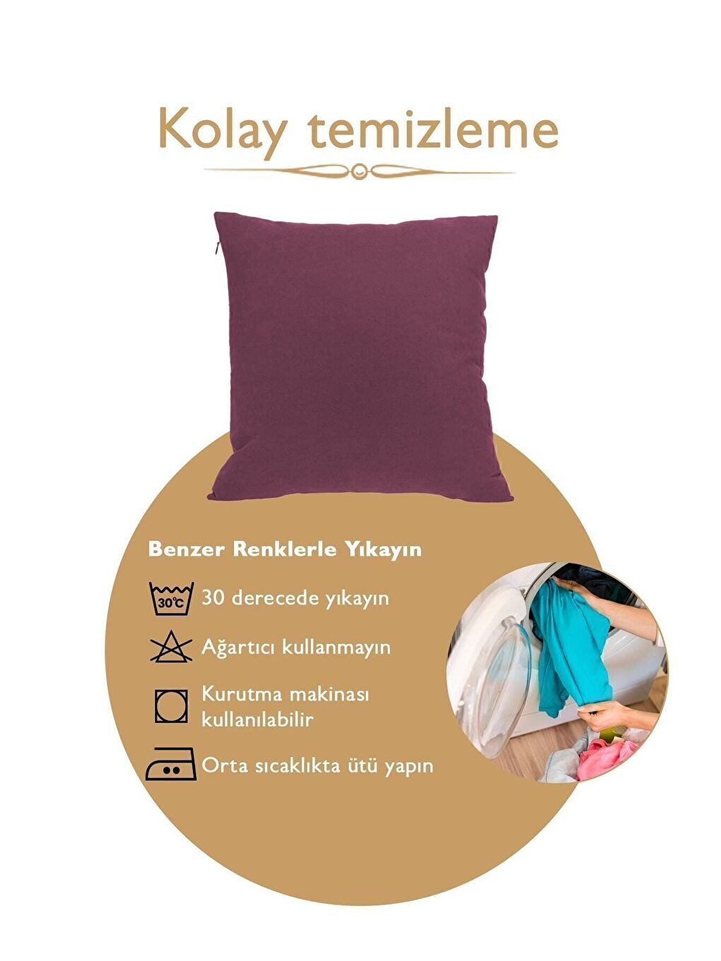 Panoroma Süet Dokulu Düz Punch (Panç) İçin Uygun Mürdüm 30x50 Dekoratif Kırlent Kılıfı-7