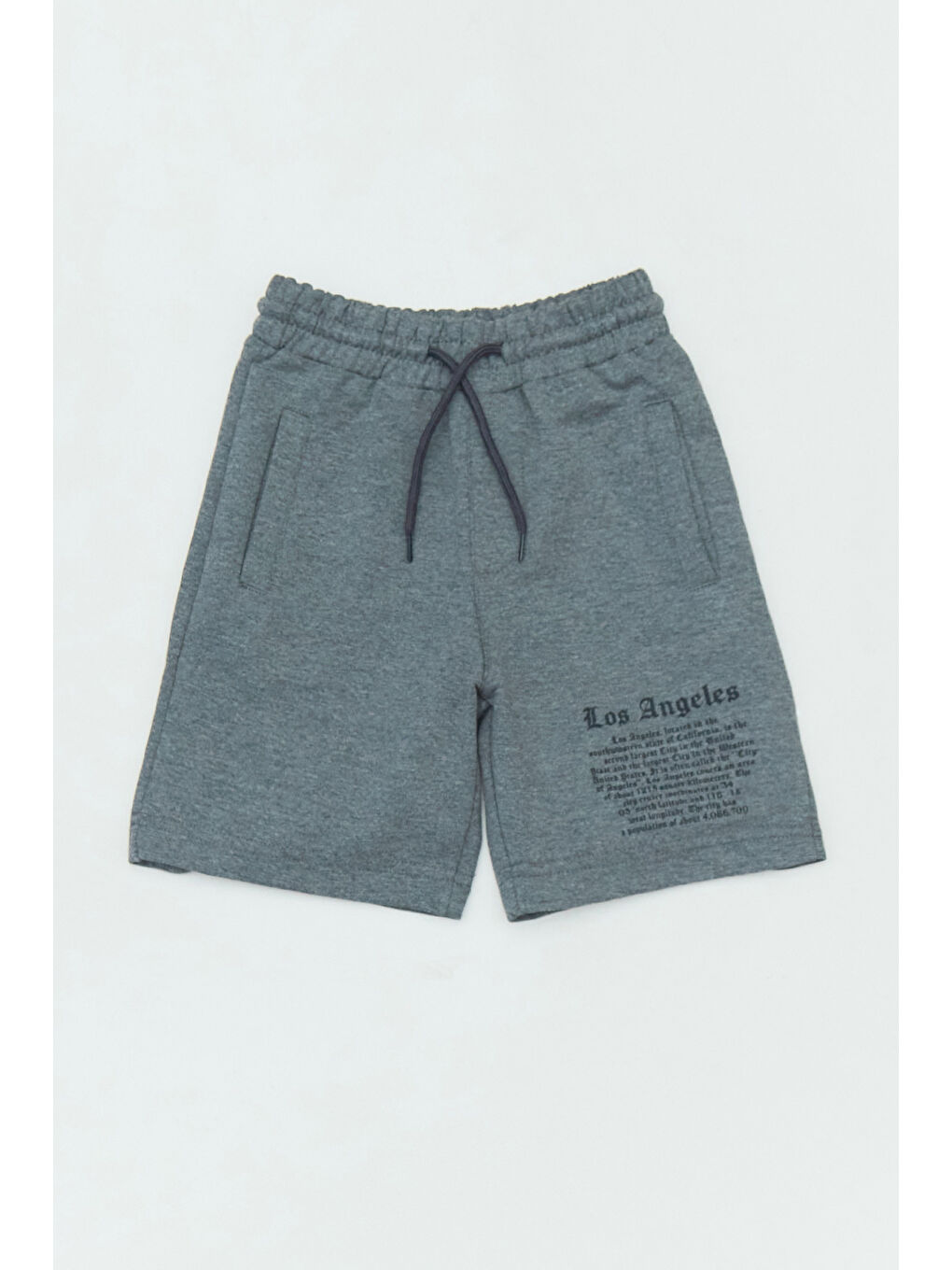 Antrasit Beli Lastikli Los Angeles Yazı Baskılı Erkek Çocuk Şort